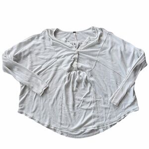 Free People Leo Henley waffle knit thermal shirt